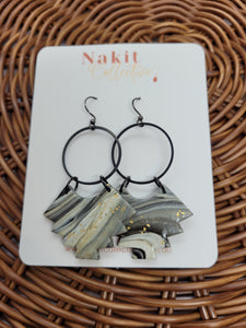 Black and white marble with gold foil hanging Moroccan dangle earrings